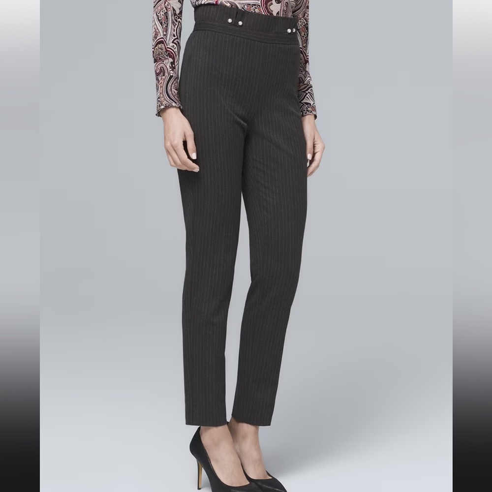 Pinstripe Tapered Ankle Pants